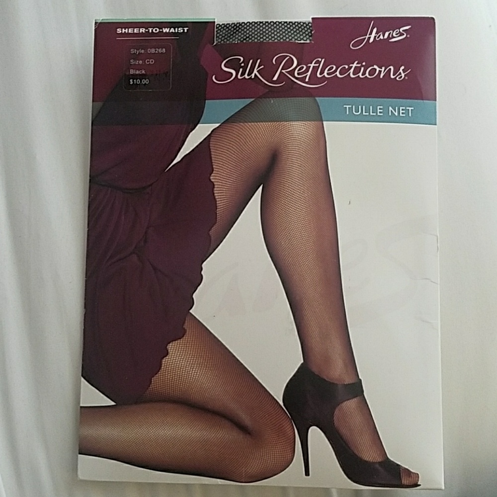 Hanes Silk Reflections Fishnet Tulle Net Size CD Vintage
